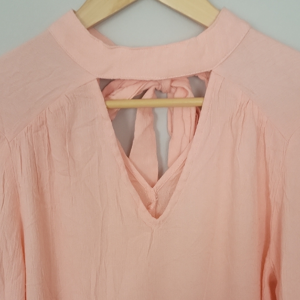 Love Riche Salmon Asymmetrical Bell Sleeve Blouse - Picture 3 of 8